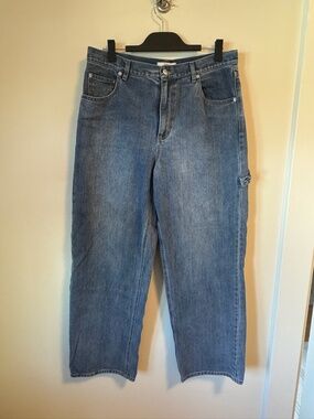 Tibi Wide-Leg Carpenter Jeans Medium Wash 100% Cotton Size 30